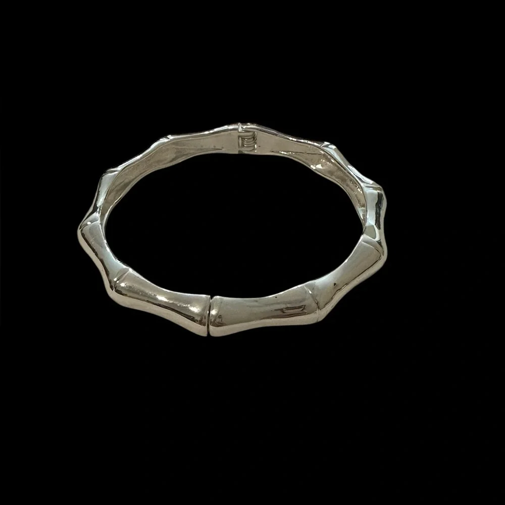 TOMMY BAHAMA SILVER TONE BAMBOO BANGLE BRACELET‎ NWOT